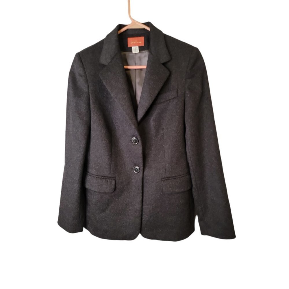 Cyrillus Size 6 Women's Blazer Gray Angora Wool Blend French Size 38